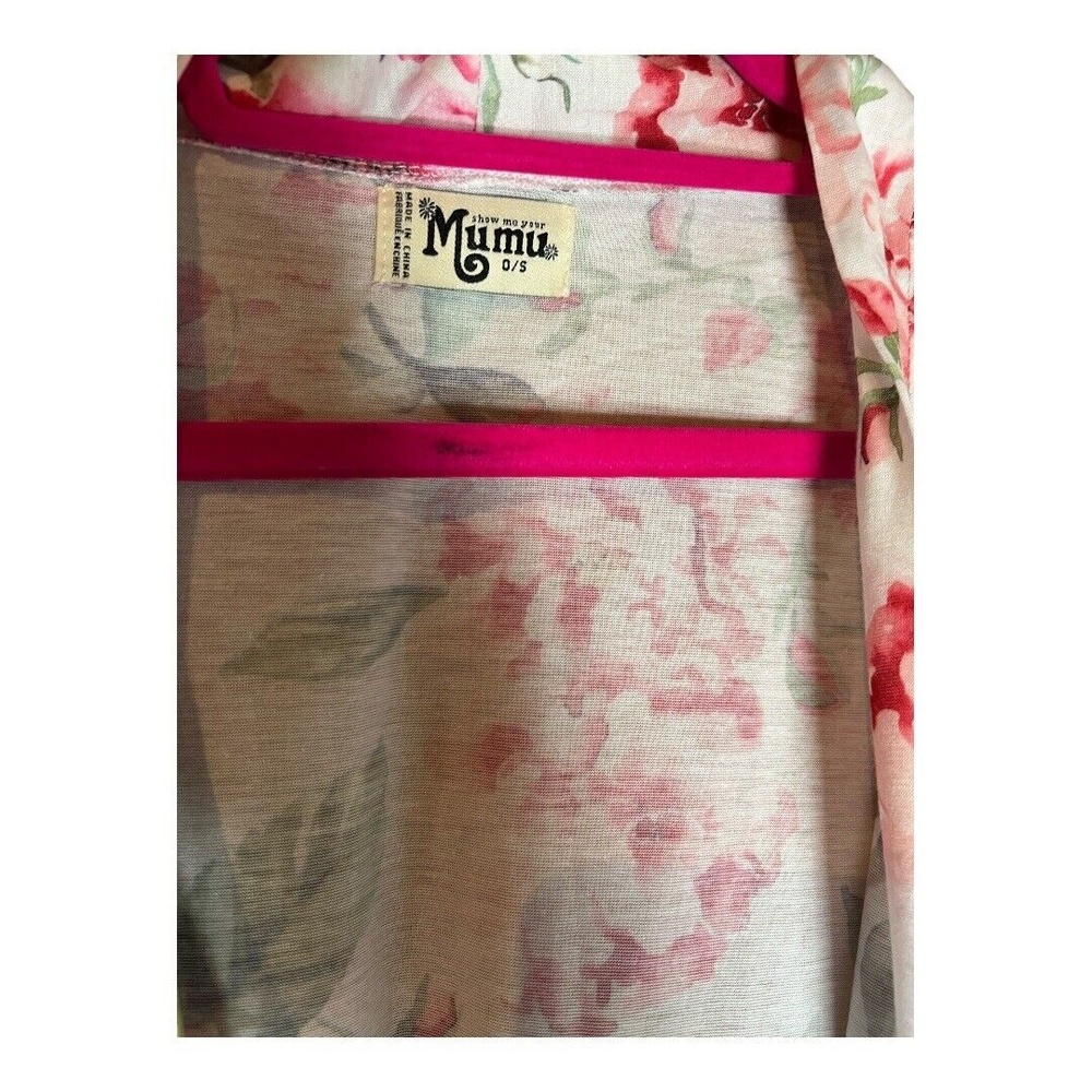 Show Me Your Mumu Pink & White Floral Brie Garden of Blooms Robe Womens O/S - Picture 3 of 4